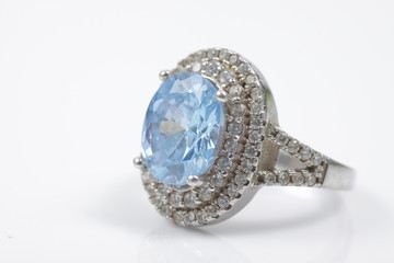 Macro shot of gold ring jewelry on an isolated background