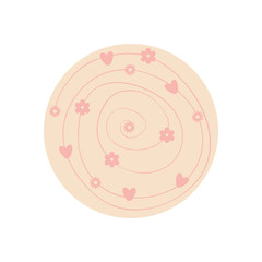 Isolated hearts and flowers flat block style icon vector design