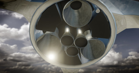 Shuttle engine take off - 3d illustration