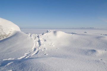 snow covered mountains in winter
