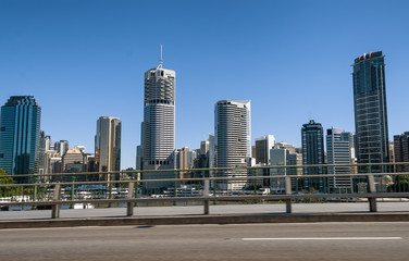 Fototapeta na wymiar Beautiful skyline of Brisbane with skyscrapers along Brisbane River, Queensland, Australia
