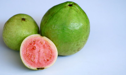 Common guava or lemon guava on white background.
