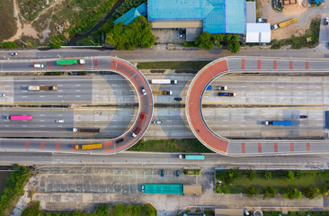 U Turn. Road traffic on the industrial Thailand