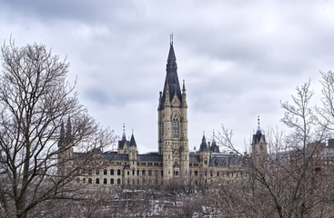 Fototapeta na wymiar Canada''s Parliament Buildings on a cloudy day