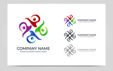 Abstract logo of people, business, foundation, community, human caring, health workers.