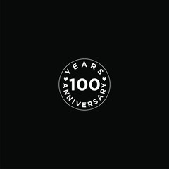 Fototapeta na wymiar aniversary, 100 years anniversary celebration logotype. Logo,ribbon white number on black background.Numbers ribbon white. 
