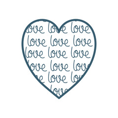 Isolated heart with love texts line style icon vector design