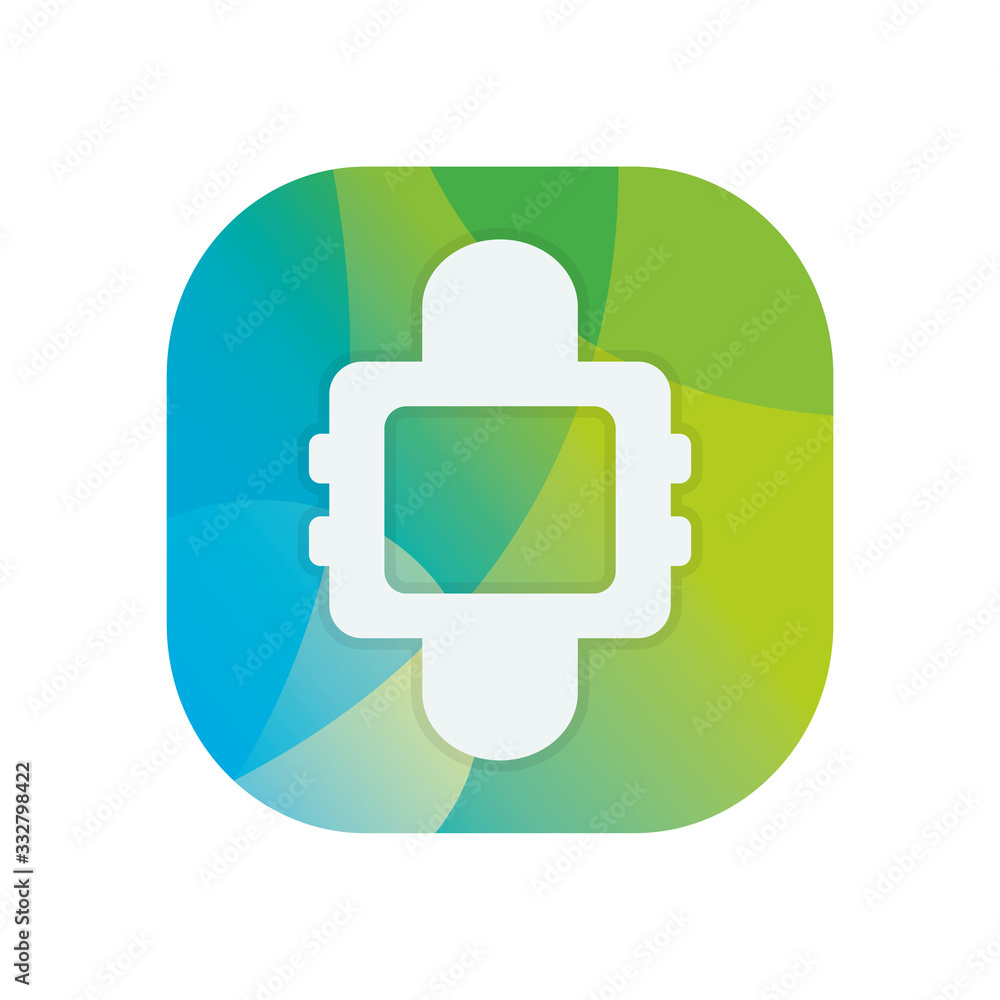 Poster smartwatch block flat style icon vector design