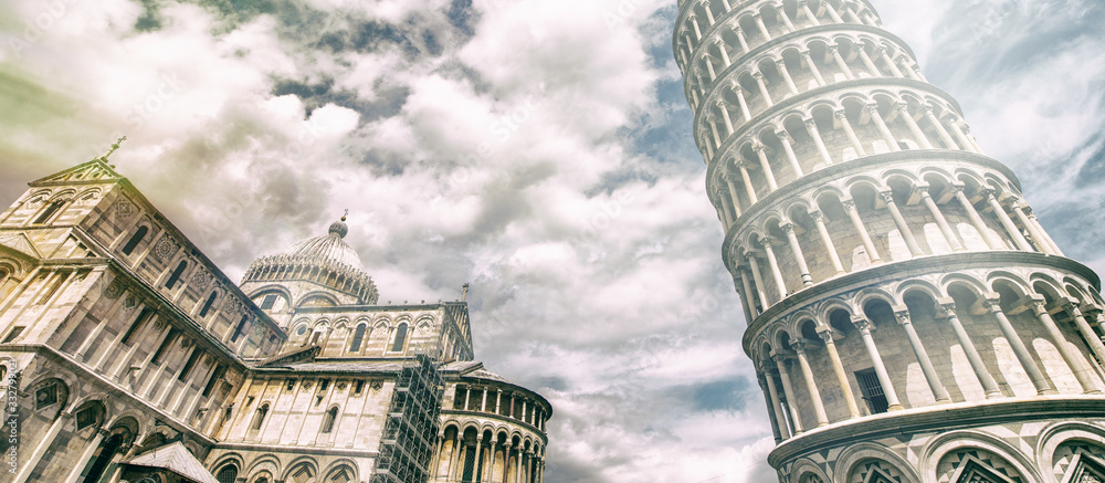 Poster Field of Miracles landmarks in Pisa, Italy