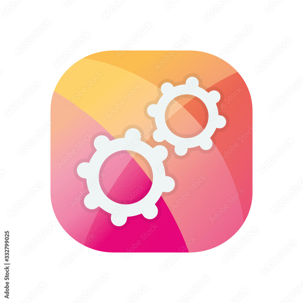 Poster isolated gears block flat style icon vector design