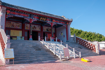 Naklejka premium China, Heihe, July 2019: Taoist temple outside the city in Heihe in the summer