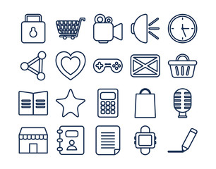 Social media and apps line style icon vector design