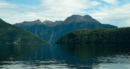 Mountains at the fjord Doubtful Sound New Zealand