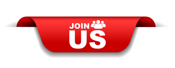 red vector illustration banner join us