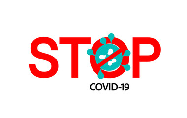 Coronavirus icon with red prohibit sign. Stop Coronavirus concepts. Dangerous Coronavirus Cell, Illustration on white background.