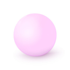 Soft pink sphere, ball. Mock up of clean round the realistic object, orb icon. Design decoration round shape, geometric simple figure. Isolated on white background, vector illustration.