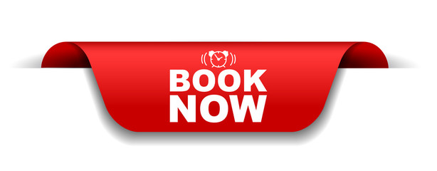 red vector illustration banner book now