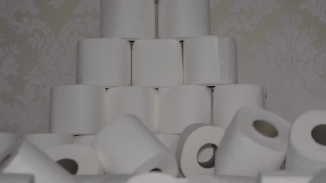 Toilet Paper Rolls Collapsing Wall In Slow Motion