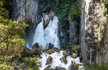 Tarawera falls waterfall in forest in New Zealand