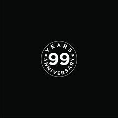 99 years anniversary pictogram vector icon, year birthday logo label, black and white stamp isolated