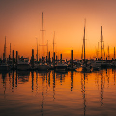 sunset boat sea aquatic marina port dock ocean night dusk orange sun summer sail florida bay sunrise miami  © Alberto GV PHOTOGRAP