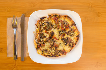 pizza with mushrooms and cheese