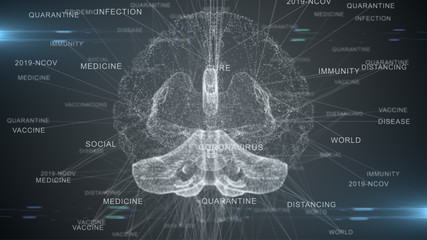 Vaccine cure Coronavirus outbreak like SARS and MERS, pandemic epidemic virus vaccine research - illustration render
