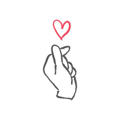 Asian gesture of love. Fingers heart.