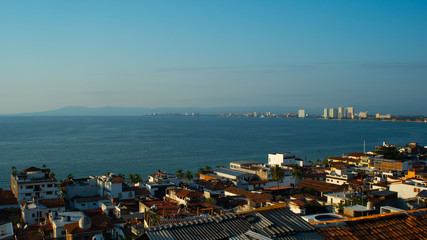 Large Coastal City View of the Ocean and Buildings in Puerto Vallarta Mexico