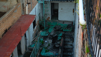 Bright Teal floor on roof top in Mexico