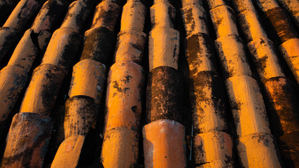 Bright Orange Clay roofing tiles in Old Town Puerto Vallarta Mexico