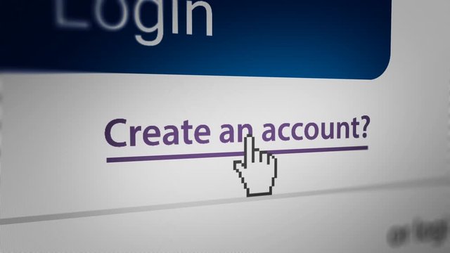 Mouse Cursor clicking " Create an account?" Text Link on the website