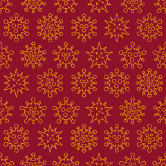 Coronavirus seamless pattern. Different Kinds of Viruses. Bacteria Biology Organisms Seamless Pattern. Medical Genetics Bacteriological Microorganism. Covid-19 Flat Vector Illustration
