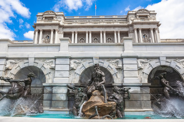 Court of Neptune Fountain at Library of Congress - obrazy, fototapety, plakaty