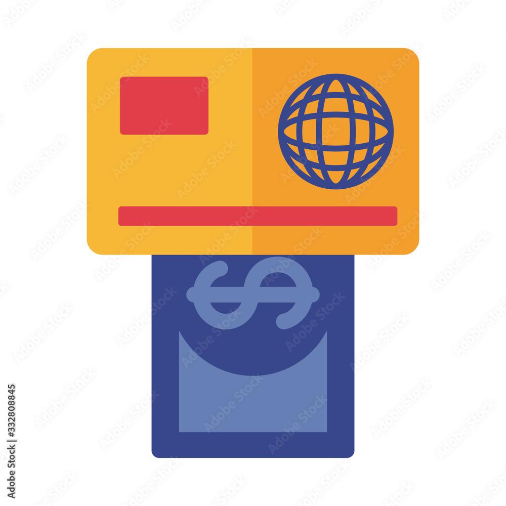 Sticker credit card and bill payment online flat style