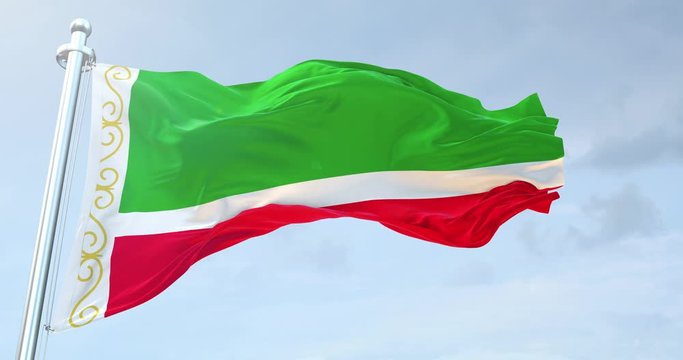 Chechens Republic Flag Waving loop 4K