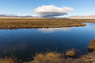 landscape with river and blue sky
