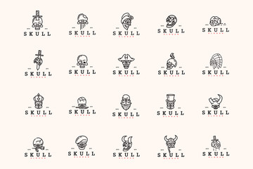 pack of skull logo. modern icon, template design illustration