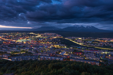 Evening view from the hill of the city of Petropavlovsk-Kamchatsky - Russia