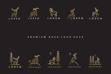 pack of luxury deer logo icon illustration