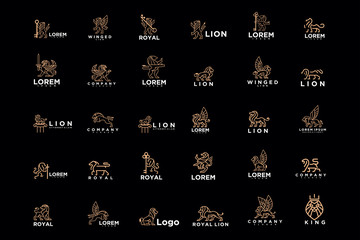 mega pack of lion logo. modern icon, template design