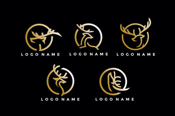 pack of luxury deer logo icon illustration
