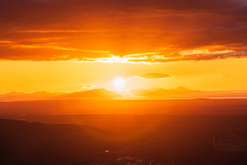 Amazing sunrise scene, Kamchatka, Russia.