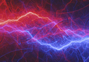 Fire and ice lightning, abstract electrical background