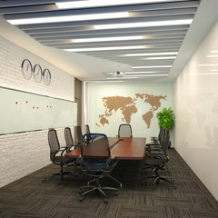 3d render of modern open office