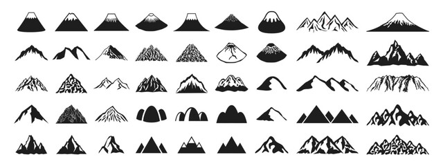 Mountain icon set of various shapes - obrazy, fototapety, plakaty