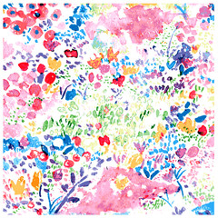 Obraz na płótnie Canvas Picture in watercolors style floral design background vector（水彩風花柄背景ベクター）