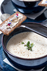 Chestnut & Apple Soup with Silken Tofu and Sourdough bread 