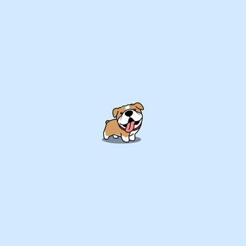 Cute bulldog smiling cartoon, vector illustration