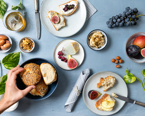 Autumn Brunch with fruits and bread